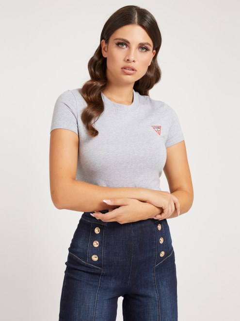 Camiseta Gris Con Logo Multitriángulo Guess