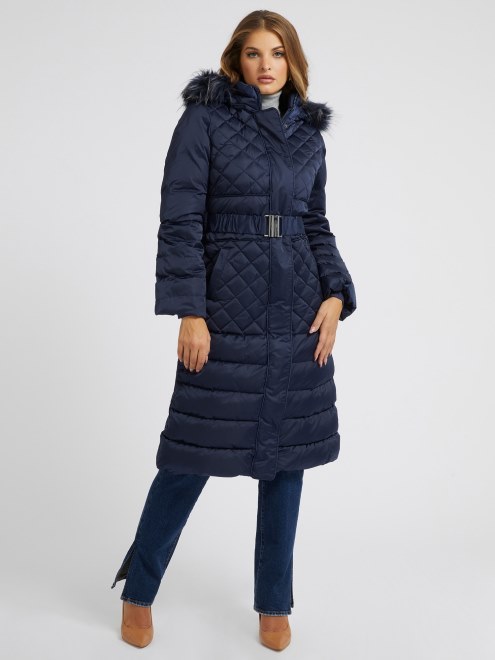 Azul Real Abajo Largo Puffer Adivinar