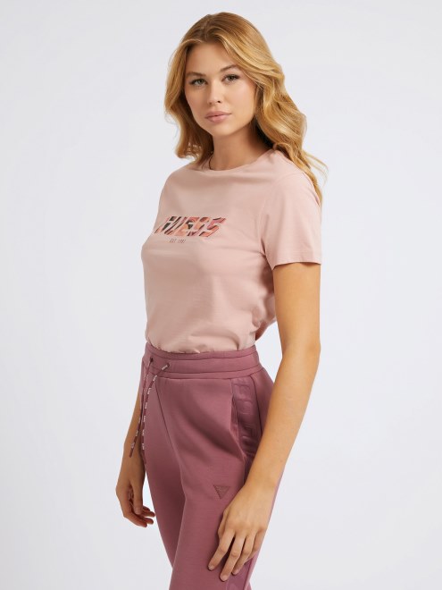 Camiseta Con Logo En La Parte Delantera Rosa Guess
