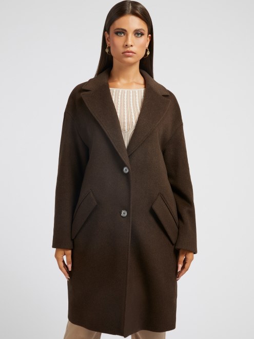 Abrigo De Mezcla De Lana Marron Adivinar