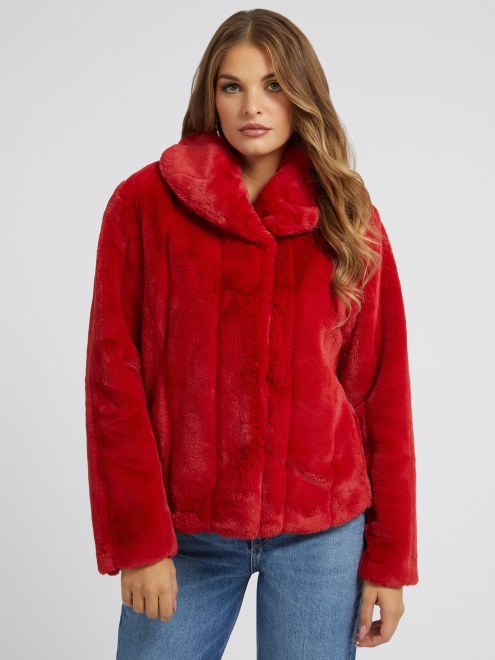 Adivinar Chaqueta De Piel Sintetica Roja