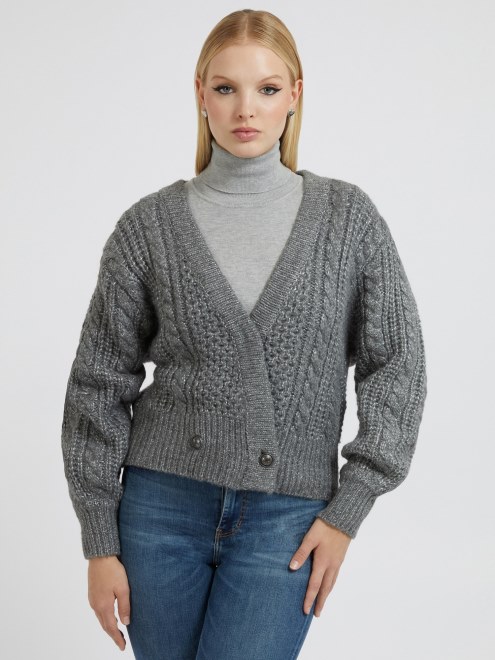 Cárdigan En Mezcla De Lana Lurex Guess Gris