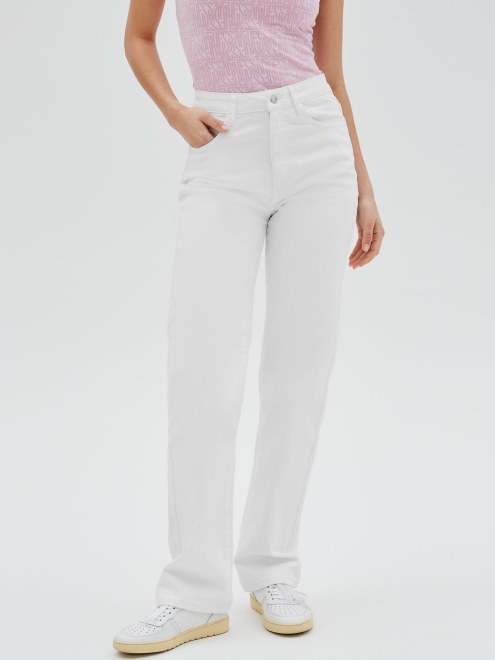 Guess Pantalon De Mezclilla De Ajuste Relajado Blanco
