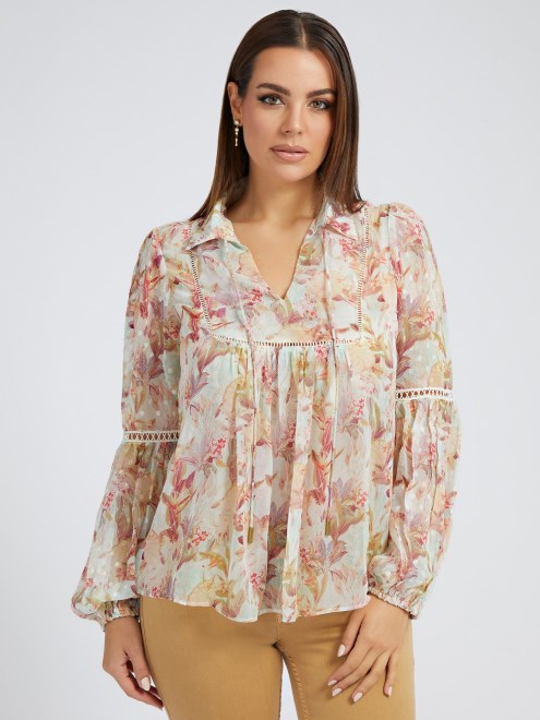 Blusa De Gasa Fantasía Floral Adivinar