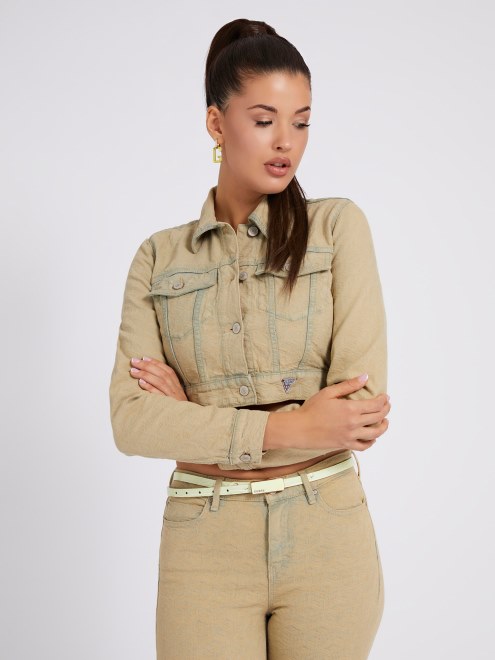 Chamarra De Mezclilla Con Logo En Toda La Prenda Amarilla