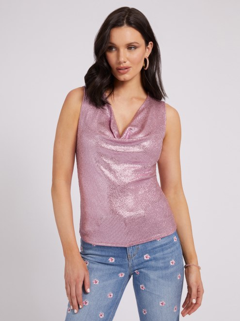 Top Guess Rosa Efecto Metalizado