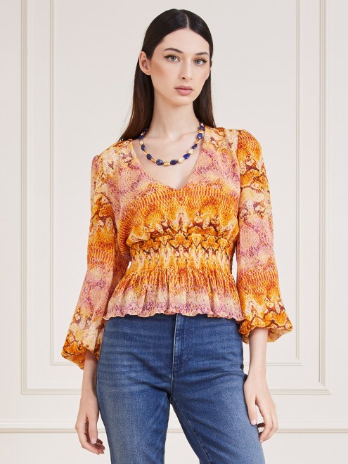 Camiseta Marciano All Over Print Naranja Guess