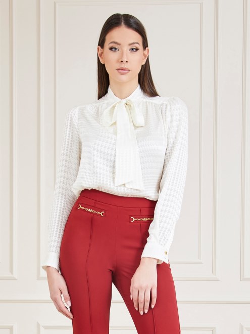 Blusa Guess Blanca Marciano Con Lazo En El Cuello