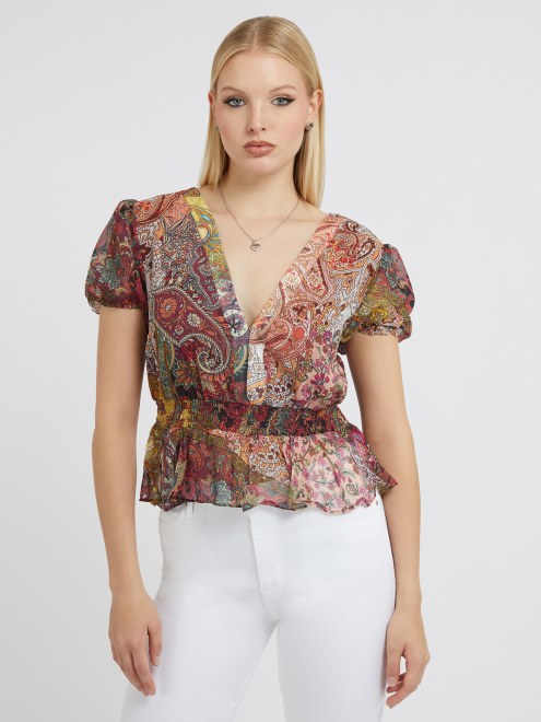 Guess Top Estampado Paisley Rojo