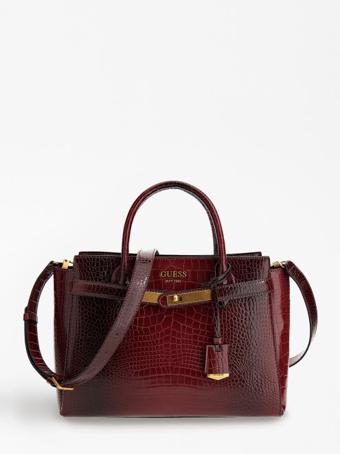 Bolso De Mano Enisa Rojo Estampado Croc Guess