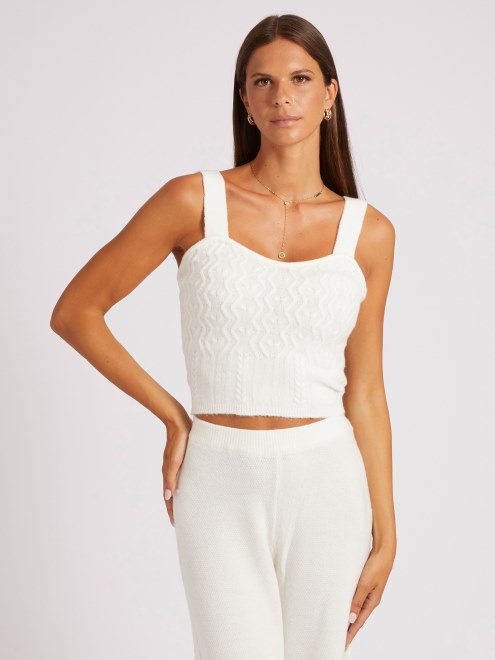 Guess Suéter De Punto De Ochos En Mezcla De Cachemira Blanco