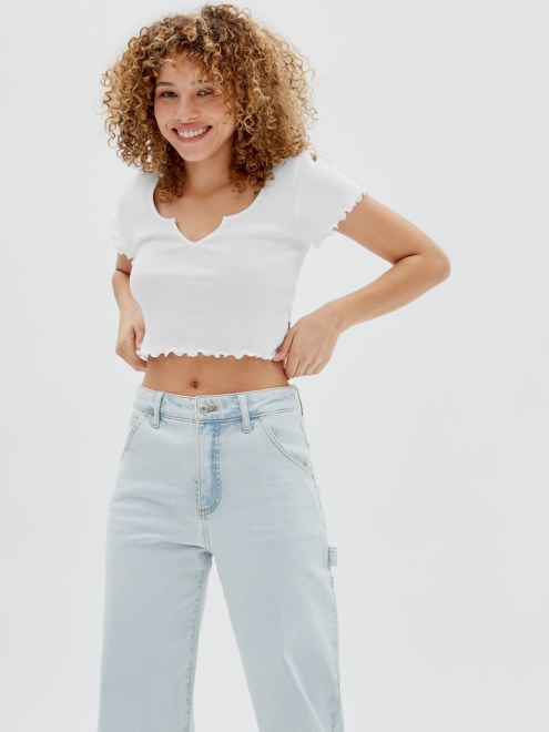 Crop Top Canalé Blanco Guess
