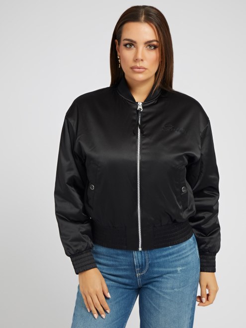 Chaqueta Bomber De Satén Negro Supongo