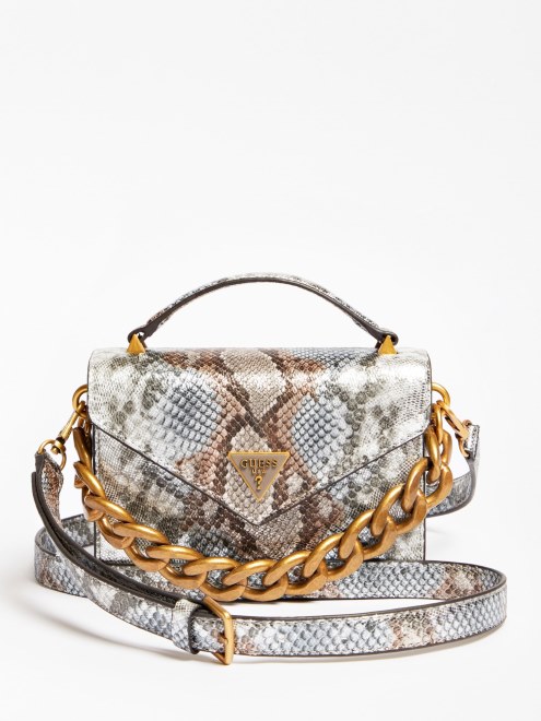 Microbolso De Mano Con Estampado De Piton Y Estampado Multicolor