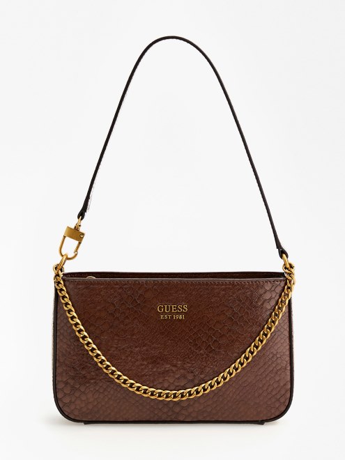 Katey Bolso De Hombro Con Estampado De Pitón Marrón Guess