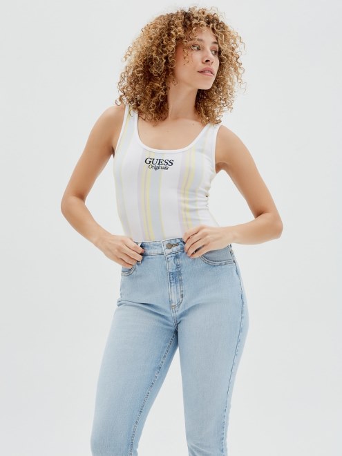 Cuerpo De Rayas Con Logo En La Parte Delantera De Guess Blanco