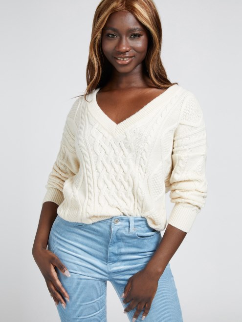 Suéter De Cables Blancos Supongo