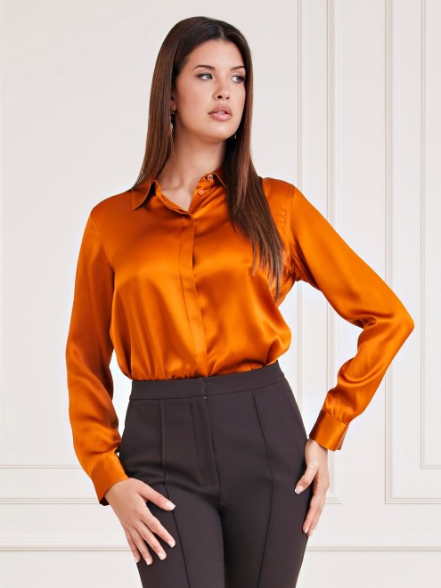 Camisa De Seda Marciano Adivinar Naranja