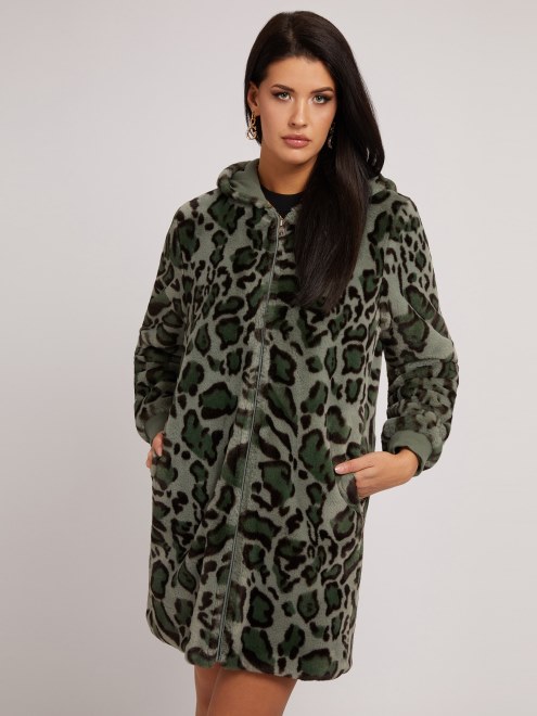 Chaqueta Animalier De Pelo Sintetico Guess Verde