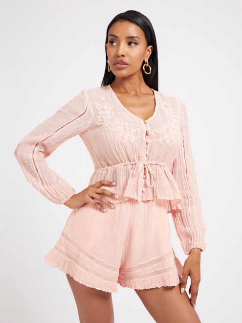 Adivina Blusa Rosa Plisada