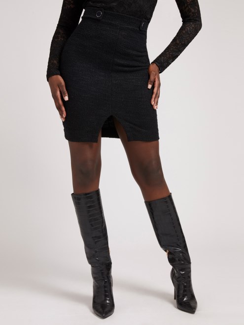 Falda Midi De Tweed Negra Supongo