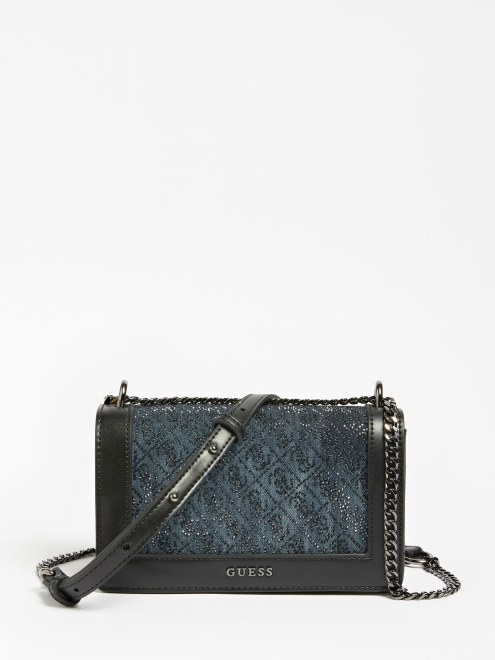 Bandolera Brillante Con Logo 4g Guess Negro