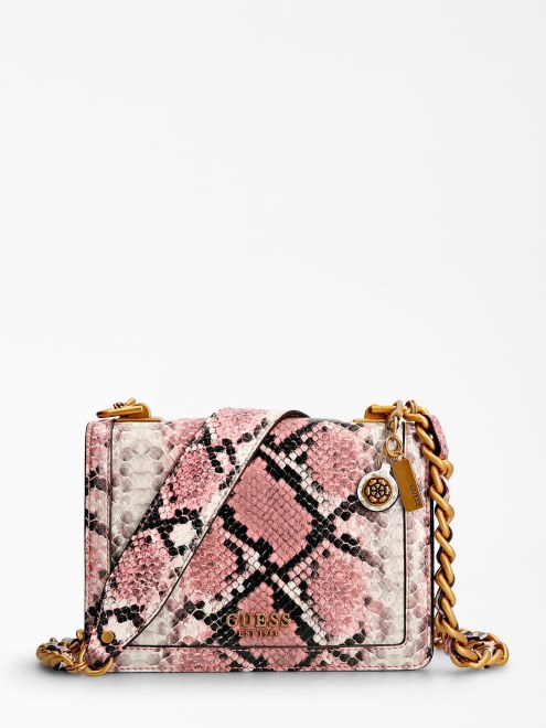Bolso Bandolera Mini Con Estampado De Pitón De Abey Multi Rosa De Guess