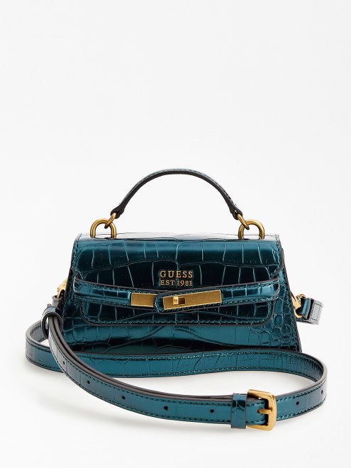 Bolso De Mano Micro Tullia Croc Verde Guess