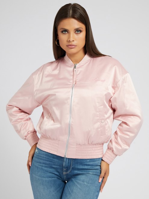 Chaqueta Bomber De Satén Adivinar Rosa