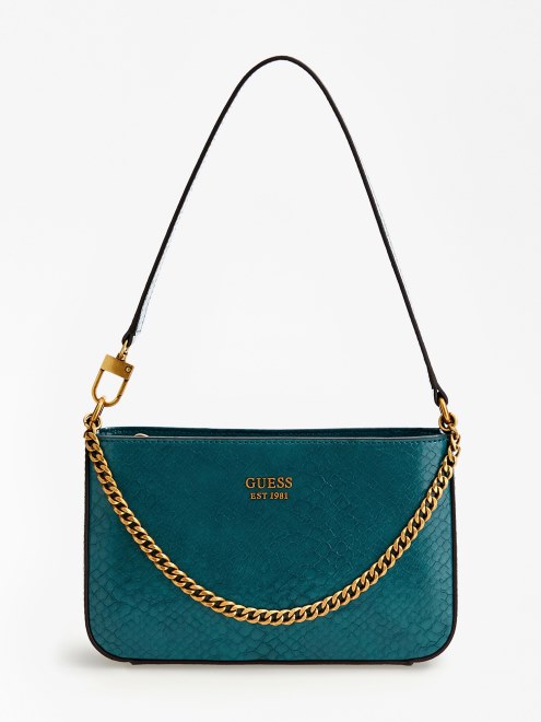 Bolso De Hombro Con Estampado De Pitón De Guess Katey Azul