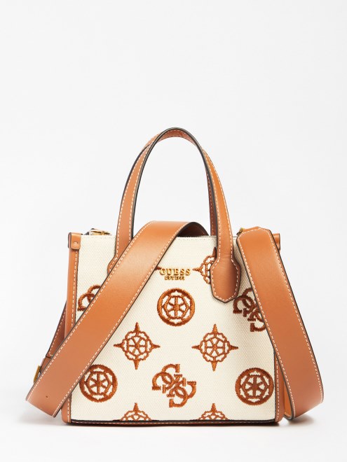 Bolso De Mano Guess Silvana Logo Mini Marrón