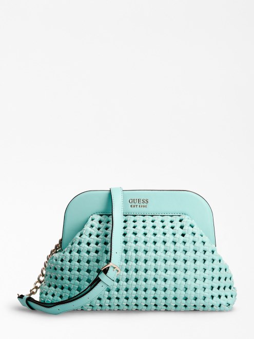 Bolso De Mano Sicilia Azul Claro Trenzado Guess