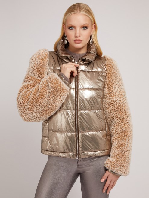 Chaqueta De Piel Sintetica Adivinar Bronce