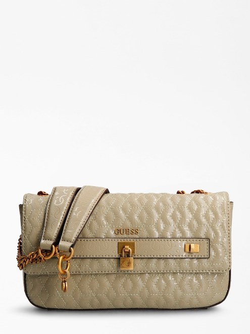 Bandolera Verde Con El Logo De Guess Isidora G Shine