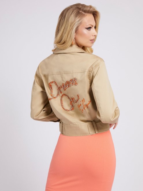 Chaqueta Con Bordado Trasero Guess Beige