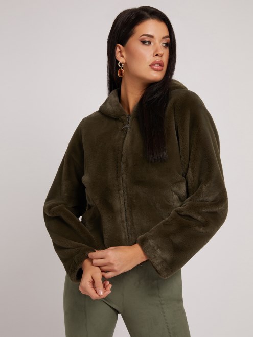 Chaqueta Con Logo De Piel Sintetica Verde Multicolor Guess