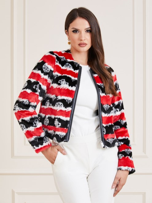 Chaqueta Corta De Pelo Sintetico Guess Rosa