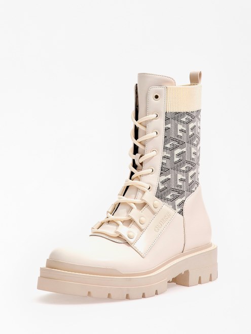 Botas De Combate Multi Odalis Blancas Con Logo De G Cube Guess
