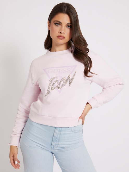 Sudadera Con Logo Triangular Guess Rosa