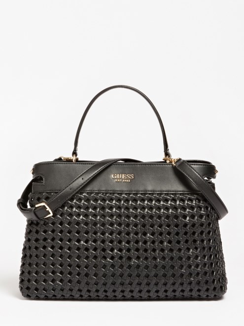 Bolso De Mano Guess Sicilia Trenzado Negro