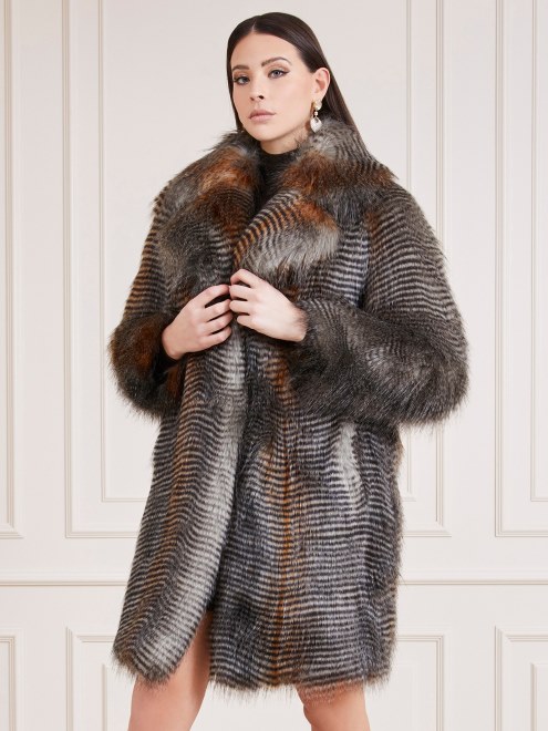 Abrigo De Piel Sintetica Marciano Gris Multi Adivinar