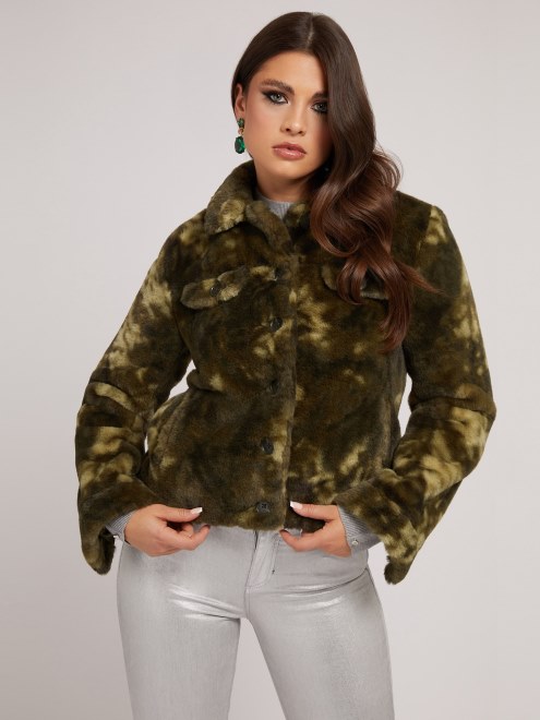 Chaqueta De Piel Sintetica Guess Verde