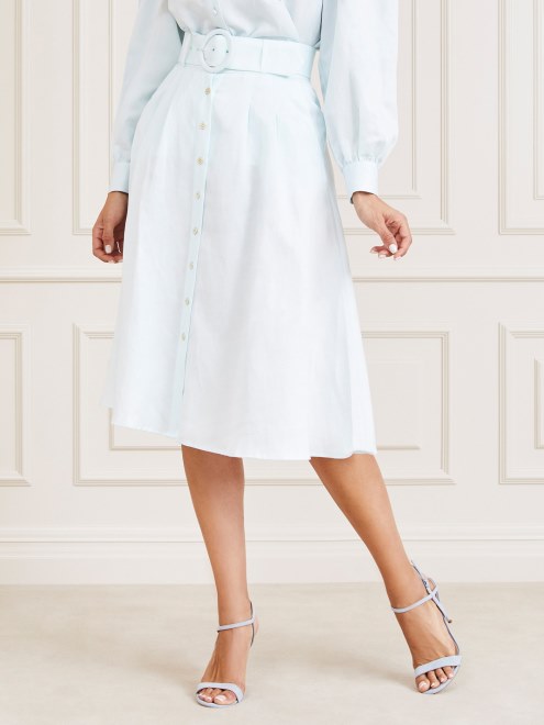 Falda Con Cinturon Marciano Supongo Azul Claro