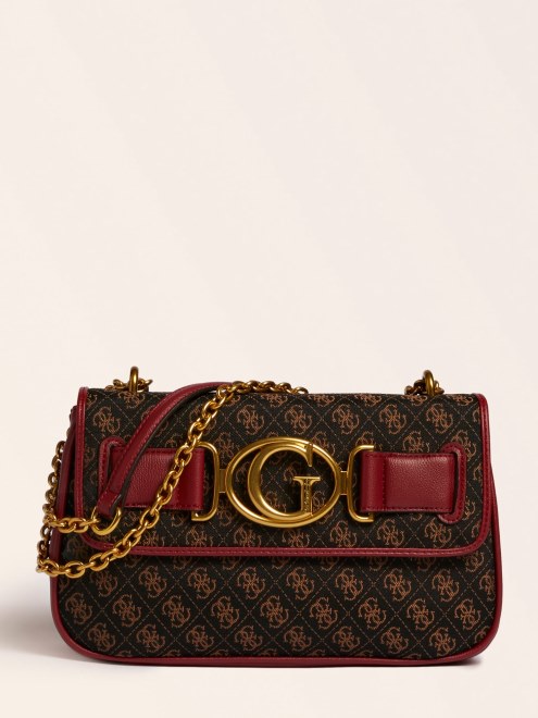 Bolsa Crossbody Guess Rojo Oscuro Con Logo Aileen 4g