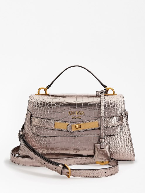 Bolso De Mano Guess Gris Con Estampado De Cocodrilo Enisa