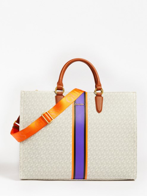 Bolso De Mano Con Logo Multi Ederle Blanco Guess