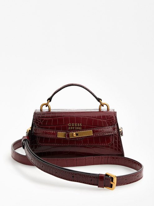 Microbolso De Mano Tullia Con Estampado De Cocodrilo Rojo Guess