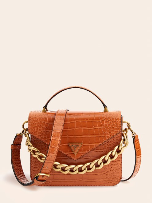 Minibolso Retour Con Estampado De Cocodrilo Marrón Guess