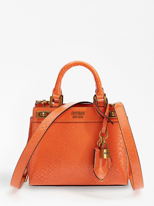 Bolso De Mano Mini Katey Python Naranja Supongo