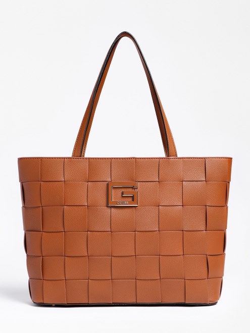 Bolso Shopper Trenzado Marrón Guess Liberty City